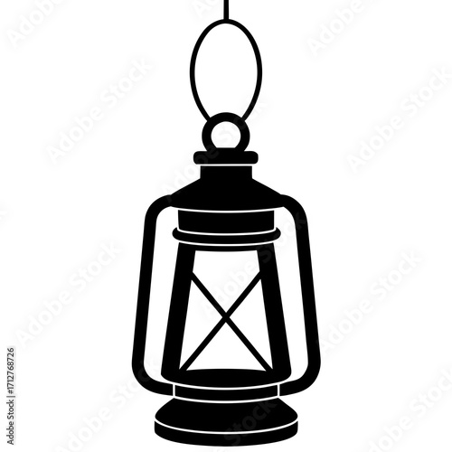 Hanging kerosene lantern silhouette kerosene lamp vintage