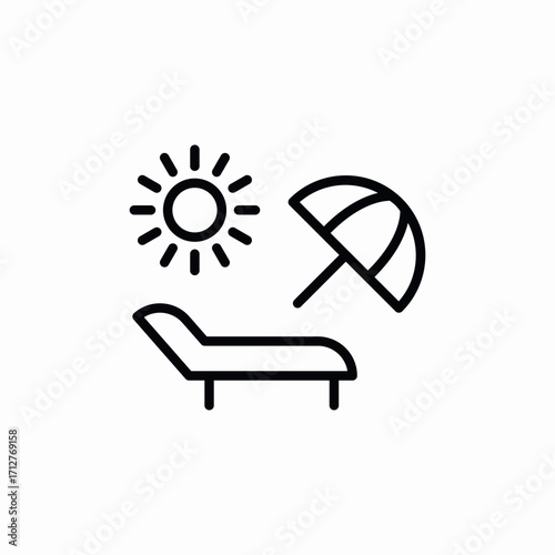 chaise lounge beach umbrella sun icon sign vector