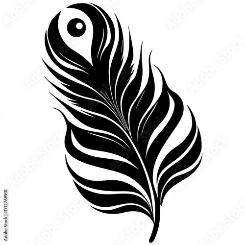 Stylized peacock feather silhouette smooth vector