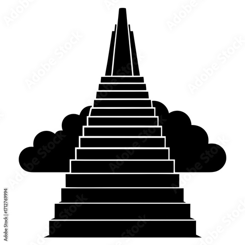 Tall staircase vanishing into sky steps ascension