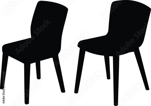 plastic chairs eames style molded in various positions and angles Vector Illustration. Modern black chair silhouette, plastic chair vector illustration
