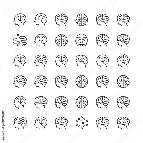 Psychology and Mental Health Line Icons Set Vector Illustration