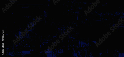 The image features a predominantly black background with subtle, textured blue and gray patterns that create a grunge-like effect, giving it a dark, gritty, and abstract appearance
