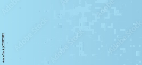 Soft blue background with a faded gradient and an array of geometric pixelated squares, conveying a digital or technology-themed aesthetic with subtle depth and texture