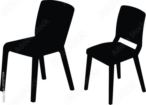 Plastic chair silhouette set. chair silhouette, plastic chair vector illustration