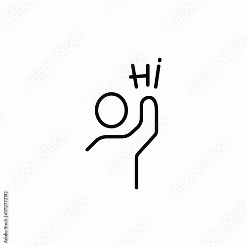hi greetings waving icon sign vector