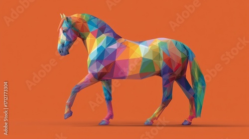 Colorful geometric horse low poly design vector graphic