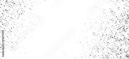 A modern gray and white halftone background featuring a dynamic gradient of circular dots is perfect for adding a contemporary, textured look to various design projects and layouts