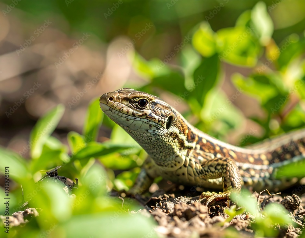 Fototapeta premium Lizard in green foliage