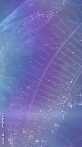 Animation of light spot and data processing over globe against blue background