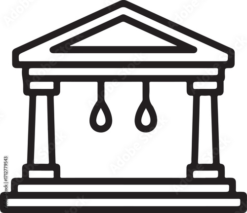 Gallows in front of courthouse building icon
