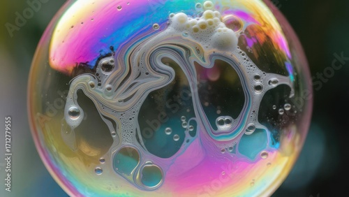 Colorful iridescent soap bubble