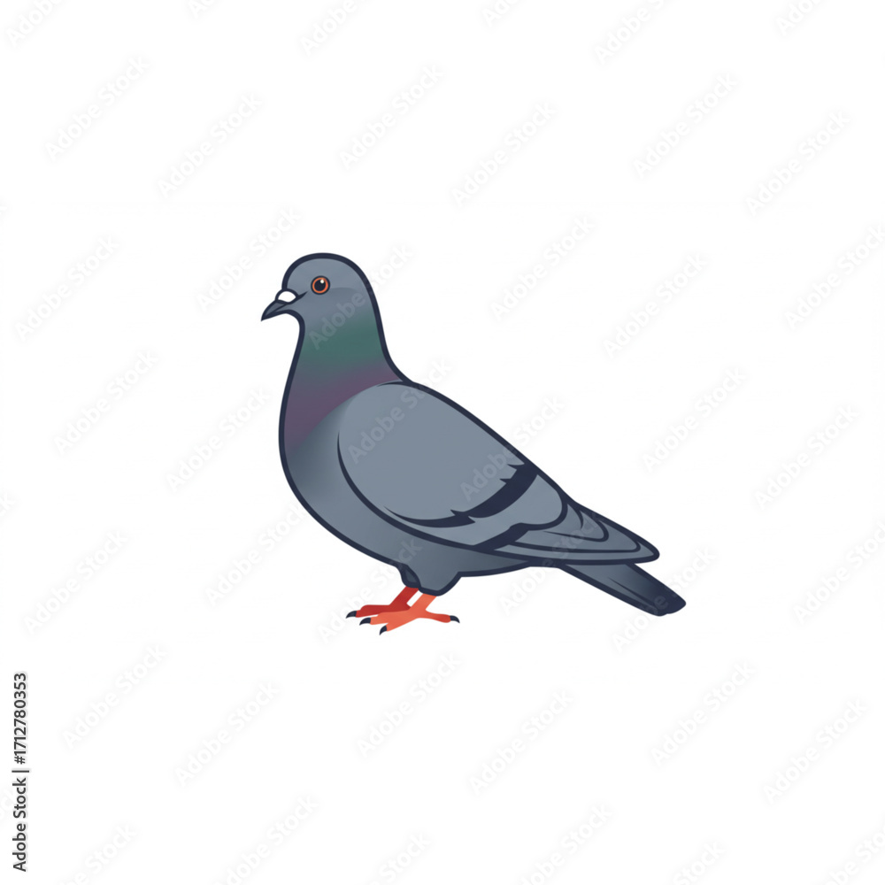 Obraz premium Charming pigeon with iridescent neck feathers stands alert, ready for any occasion.