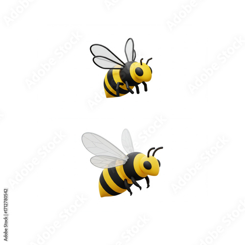Charming 3D bumblebee character in flight, perfect for engaging children's content or playful branding.