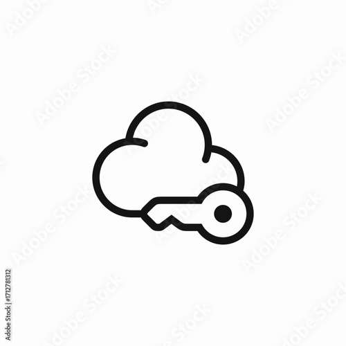 cloud key safety icon sign vector