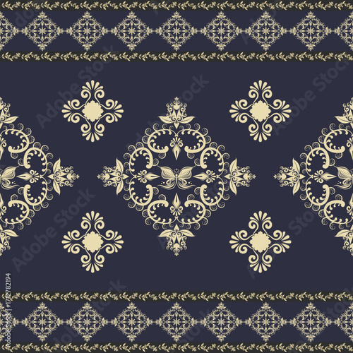 Traditional damask embroidery Seamless flowers for ethnic patterned , Persian style, art ornament print, design for carpets, rugs, wallpaper, wrapping, fabric, clothing and tribal vector textures.