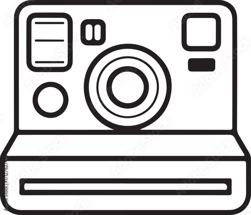 Retro instant camera icon line art