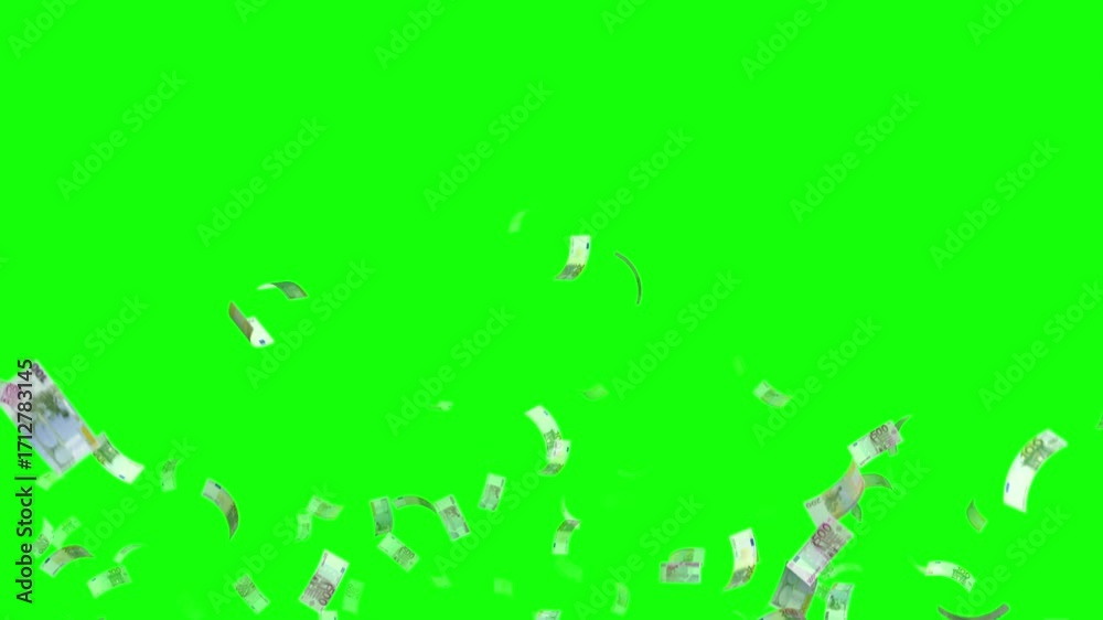 Falling money green screen background video effects cash flow wealth abundance prosperity financial success rich money rain banknotes celebration success achievement