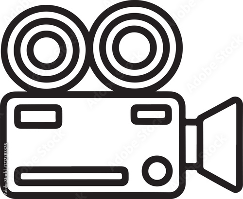 Retro film camera icon simple line art
