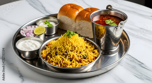Misal Pav - A popular spicy Indian street food dish from Maharashtra.