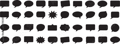 Speech Bubble Collection Communication and Dialogue Symbols on Transparent Backdrop