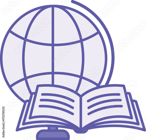 Colored Knowledge Icon. Vector Illustration. Globe and Open Book. Awareness of Facts, Familiarity with People and Situations, or Practical Skill. Concept Teacher and Education
