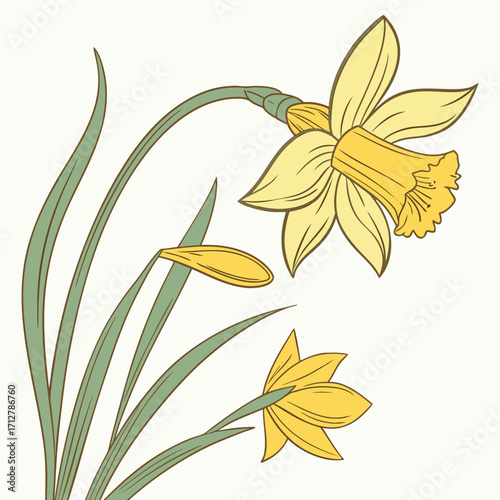 A daffodil icon with a bright trumpet-shaped center and six petals.