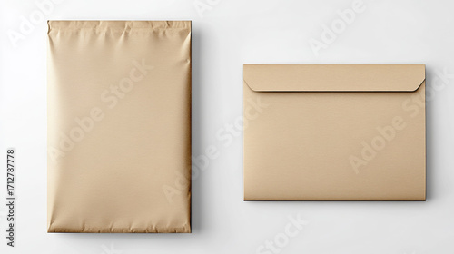 Brown envelope kraft paper envelope corporate folder stationery blank mockup high fidelity office supply document holder minimal style isolated on white background