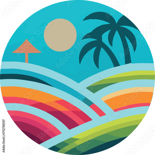 Bali indonesia tropical art island logo vector white background .