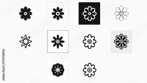 Charming flower icons for spring designs and floral projects, versatile botanical elements, vector origin