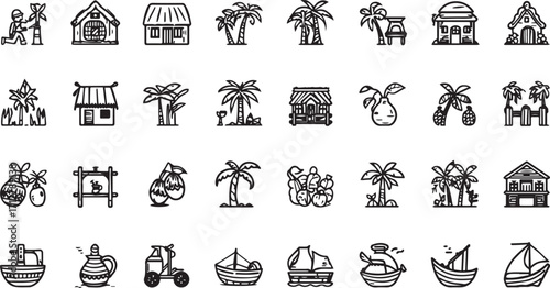 Editable EPS vector bundle featuring people, animals, farming tools, houses, nature, and household items. Scalable and commercial-use ready, perfect for design, branding, infographics, and creative pr