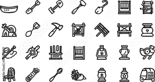 Editable EPS vector bundle featuring people, animals, farming tools, houses, nature, and household items. Scalable and commercial-use ready, perfect for design, branding, infographics, and creative pr