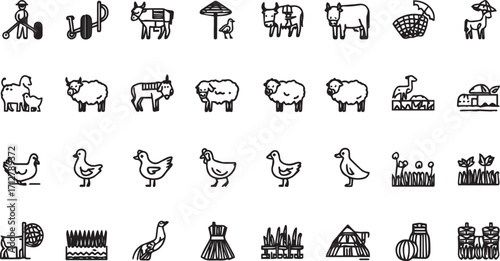 Editable EPS vector bundle featuring people, animals, farming tools, houses, nature, and household items. Scalable and commercial-use ready, perfect for design, branding, infographics, and creative pr