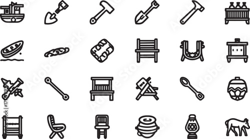 Editable EPS vector bundle featuring people, animals, farming tools, houses, nature, and household items. Scalable and commercial-use ready, perfect for design, branding, infographics, and creative pr