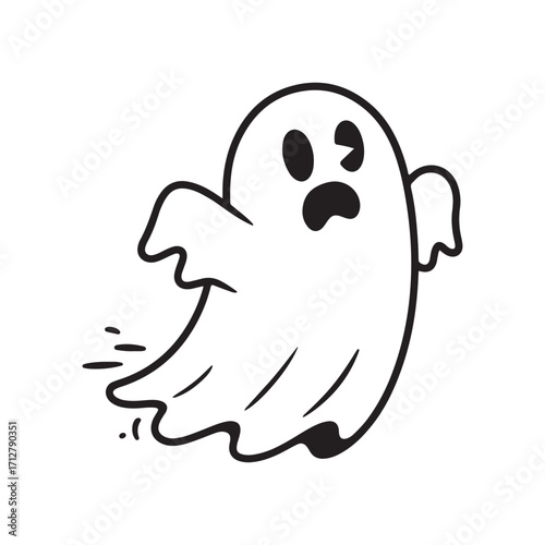Frightened Ghost Running Away Halloween Spooky Outline Icon