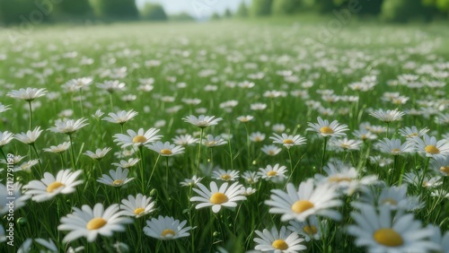 Field of daisies in morning light