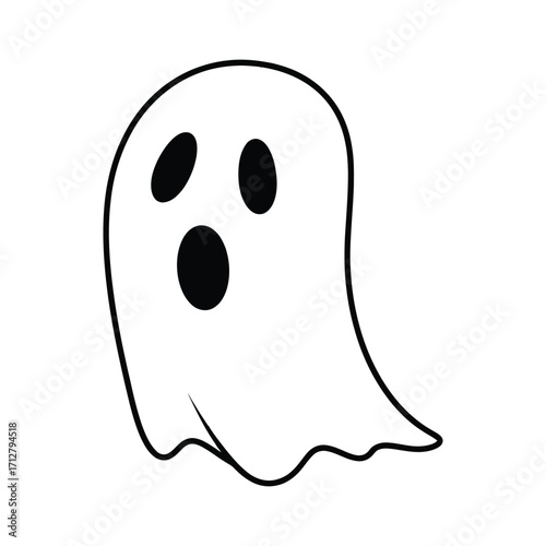 Halloween Ghostly Apparition Ethereal Spirit of Spooky Season, a simple illustration for festive holiday greetings and whimsical designs