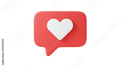 Free Download A bright red social media notification bubble with a white heart symbol inside isolated on white background - GFXLoad