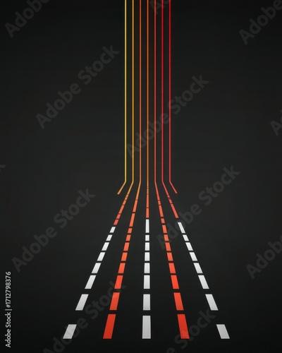Abstract Minimalist Road Design with Colorful Lines and Dots