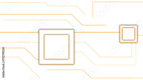 Abstract modern multiple glowing orange circuit-like lines. Futuristic digital network or electronic schematic, with the squares acting as connection hubs. Innovation, connectivity, and technology