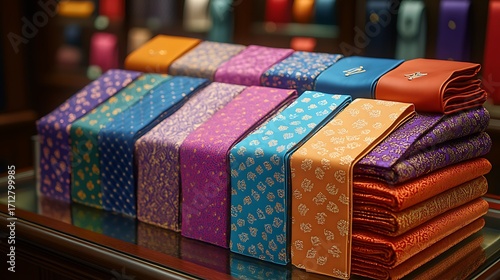 Silk ties galore colorful elegance in a highend mens fashion store.