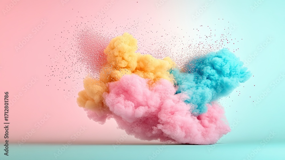 Fototapeta premium Vibrant Colorful Powder Explosion on Soft Background