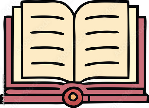 Open book symbol of knowledge and learning illustrated for educational projects and library graphics