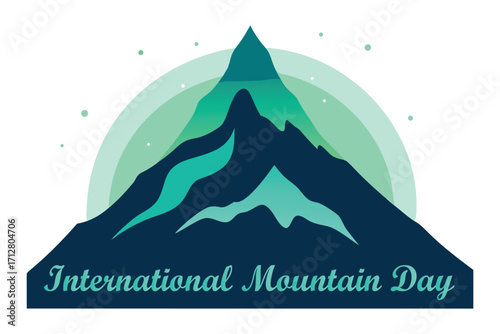 International Mountain Day Mountain Peak under Northern Lights with Wildlife Vector
