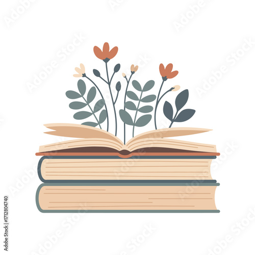 Abstract three stacked books design in vibrant colors