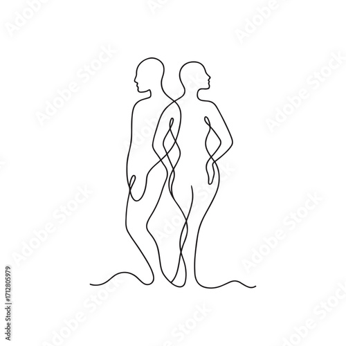 Vector illustration of man and woman couple silhouette