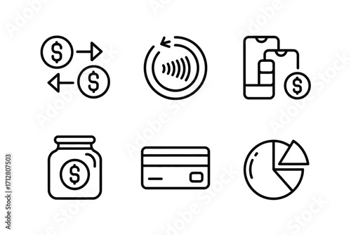 Elegant financial and security icon collection for business and finance