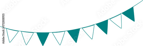 bunting flag outline. line art of hanging flag for banner, poster, greeting card, frame border, one continuous line.