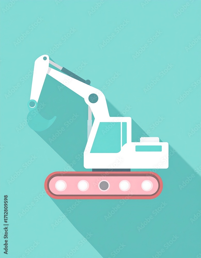 Fototapeta premium Cartoonish excavator illustration