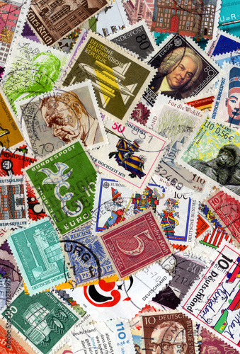 A large German foreign postage stamp collection background, philately stock photo image